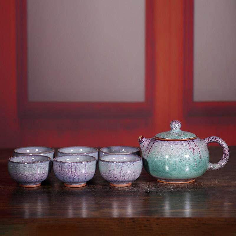 钧瓷茶壶西施壶美林款陶瓷功夫茶具一壶六杯家用高档河南禹州神垕
