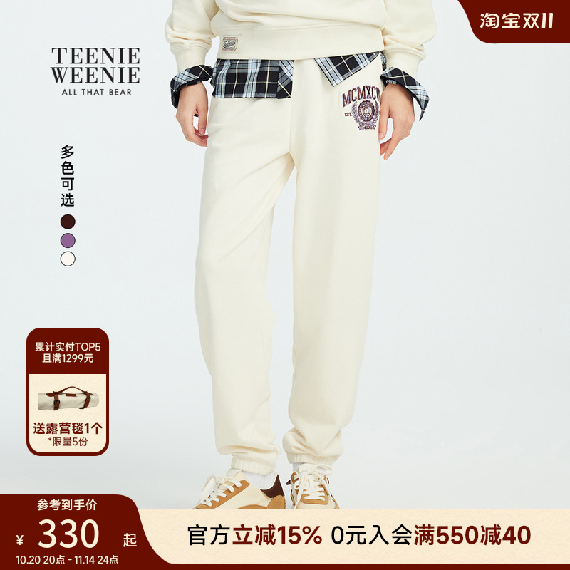 TeenieWeenie小熊女装卫裤2025年秋季新款简约休闲多色运动风卫裤