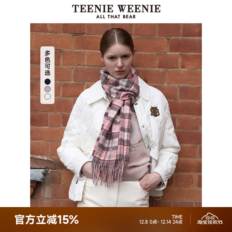 TeenieWeenie小熊女装冬装简约休闲风时髦翻领轻薄棉服外套短上衣