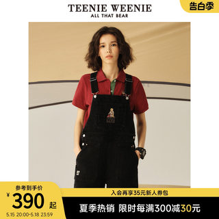 TeenieWeenie小熊夏季新款复古休闲宽松搭配背带牛仔短裤子女装潮