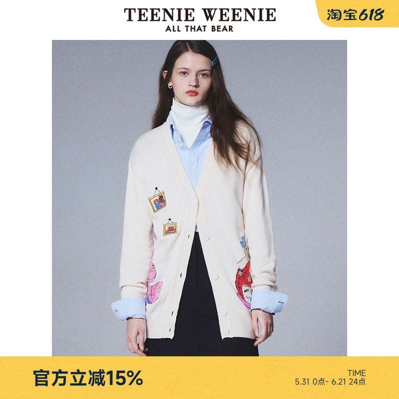 TeenieWeenie小熊&吾空空联名可爱针织开衫宽松毛衣外套