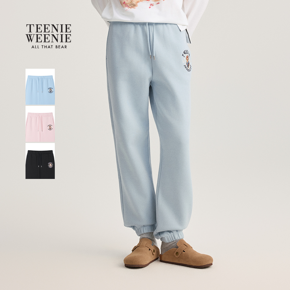 TeenieWeenie小熊女装卫裤2025年秋季新款柔软舒适加绒收脚休闲裤