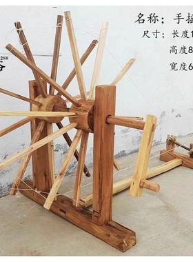 怀旧手摇纺车织布机梭子刷线刷子竹篦子缯放线轴缠线轮子木老物件