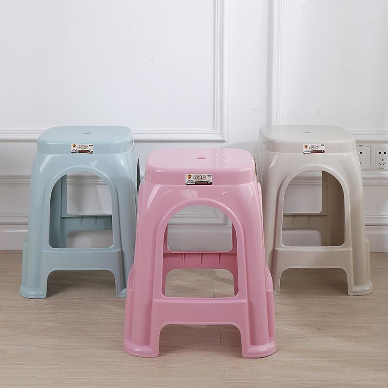 特厚塑料凳北欧风家用可叠放高凳餐桌椅子大板凳结实方凳塑料椅子