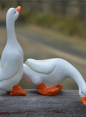 仿真喝水白鹅摆件花园庭院池塘水池假山鱼缸装饰树脂雕塑鹅模型