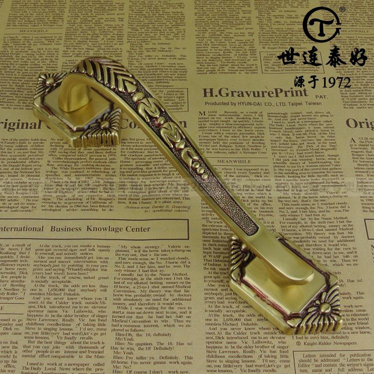 世连泰好全铜实木门把手明装欧式纯铜双开门对装对开大门拉手黄铜