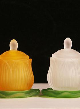 圣水杯琉璃莲花大悲水供杯净水杯供杯观音财神水杯