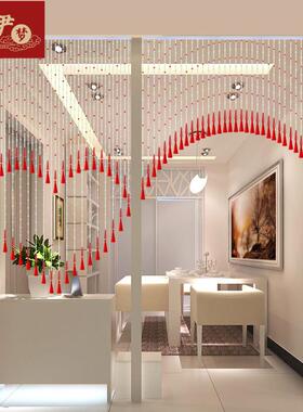 红色水晶珠帘玄关客厅隔断帘窗帘鞋柜卧室结婚新房婚房门帘过道帘