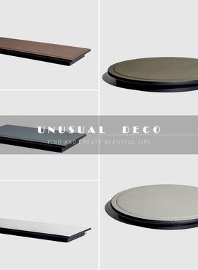 简约轻奢收纳茶盘样板间售楼处餐厅酒店创意灰色苍蓝皮革托盘摆件