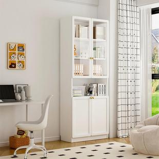 可比熊实木玻璃门书柜家用客厅落地餐边柜子儿童卧室组合收纳书橱