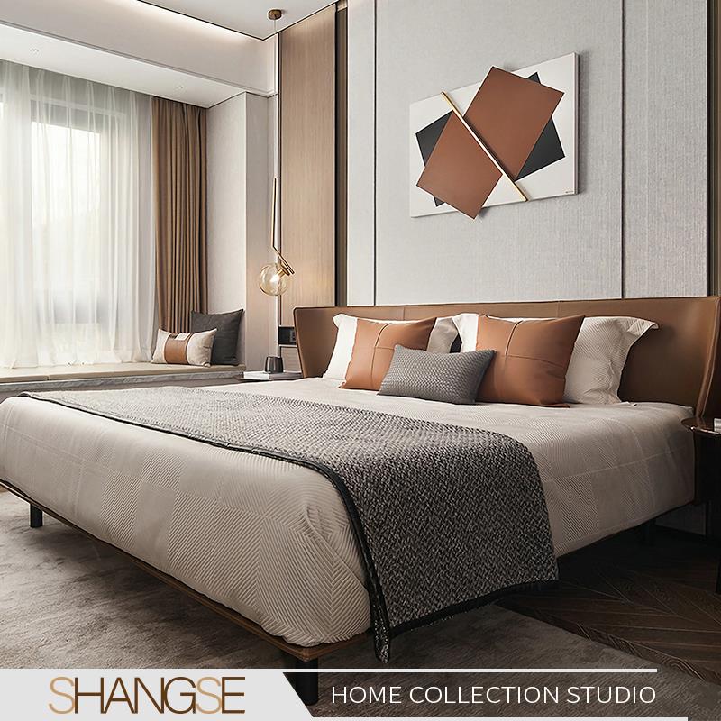 上赛织物咖啡色床上用品套装样板房新房主人房8件套