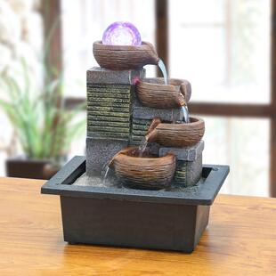 小型桌面流水摆件循环水凤水球装饰办公桌风生水起迷你喷泉风水轮