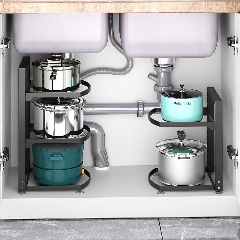 厨房转角置物架落地多层三角墙角放锅架子家用锅具收纳锅架下水槽