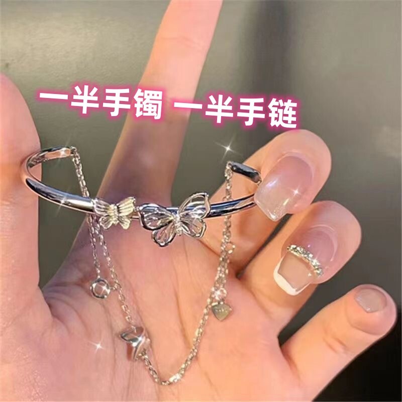 速发一夕手镯一半手链手闺链蜜学生手环漂亮的七半情人节礼物三人