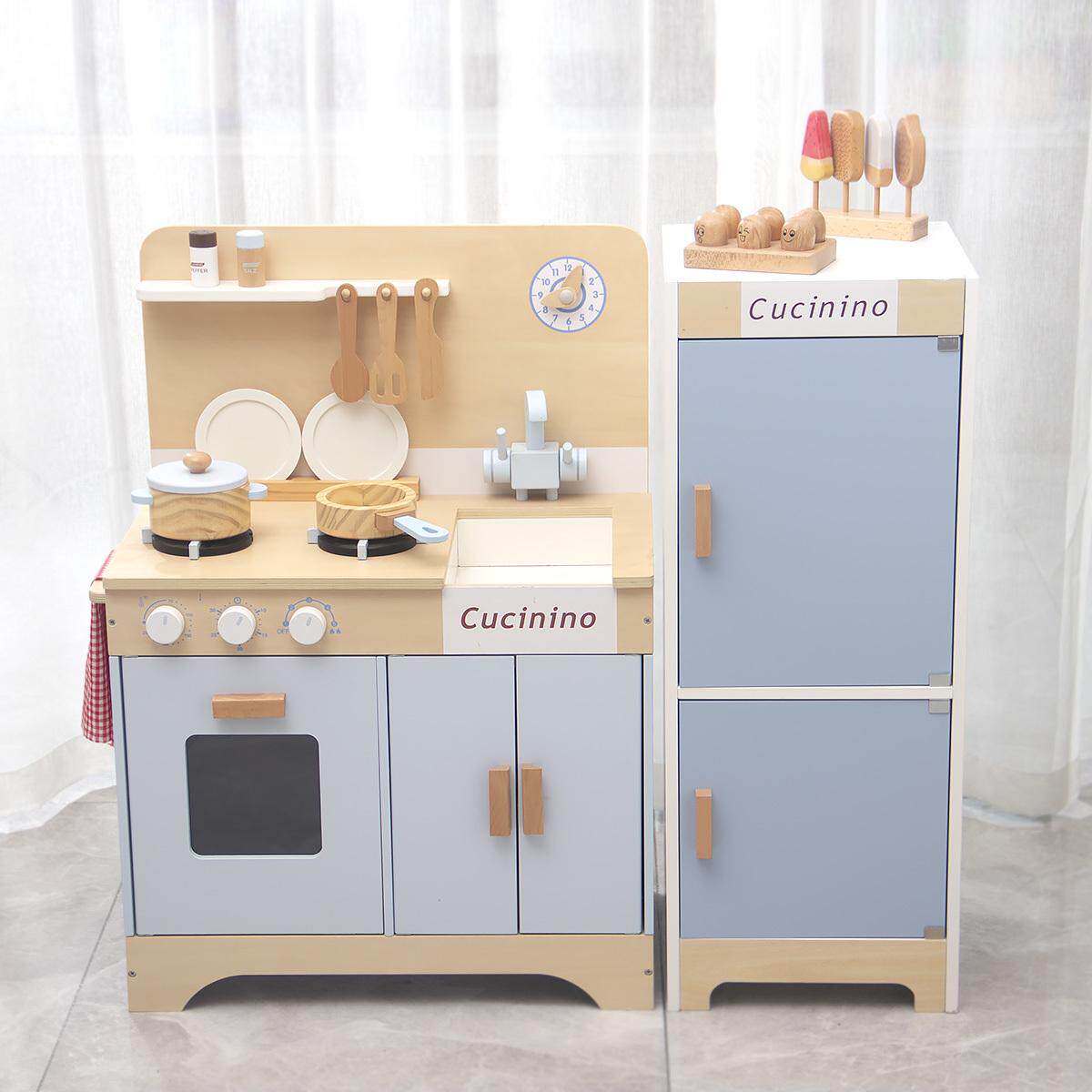 德系大型仿真厨房冰箱锅具组合男孩子女孩过家家蒸渚做饭儿童玩具