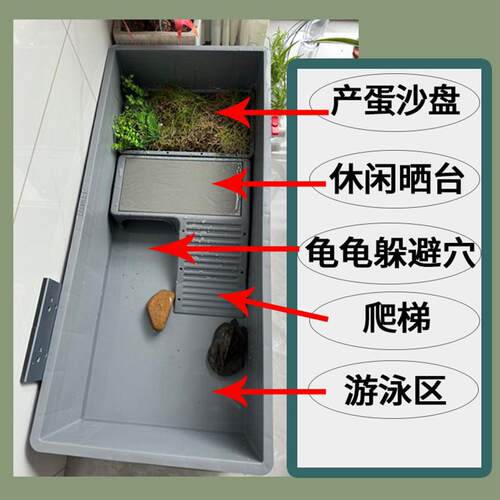 乌龟缸大型饲养箱家用大乌龟饲养周转箱大号龟箱养龟缸侧客厅排水