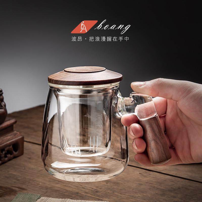 中式茶杯高档带把带盖办公室客厅泡茶杯玻璃杯子茶水分离杯BA,餐饮具,茶杯,淘宝优惠券,粉丝福利购,淘宝优惠卷