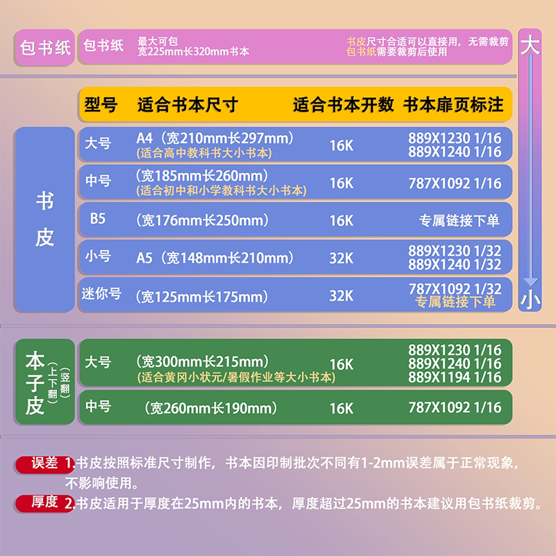 A4书皮不透明书皮大号高颜值16K书本保护A5书皮32K包书皮可拆书皮