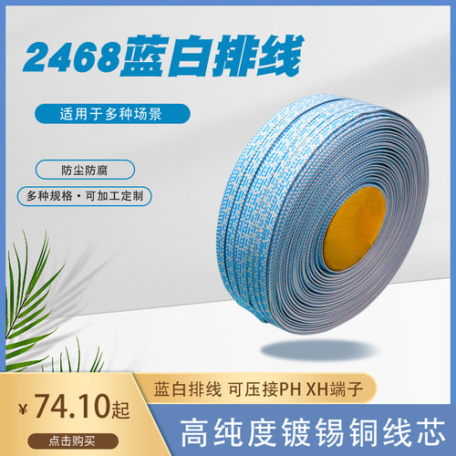 2468排线24AWG蓝白排线红白67891012P环保镀锡铜丝连接线厂家直销
