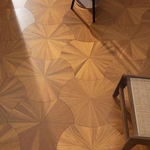 蓝琪佳尔大荷叶黑胡桃橡木全桦拼花多层实木地板别墅环保ENF级