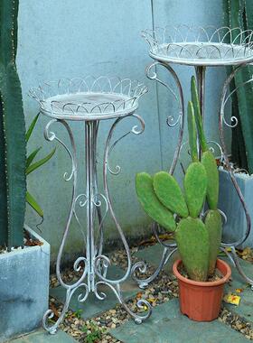 国外订购旧覆古铁台绿色植物花架落地花园户外花盆支架庭院支架装