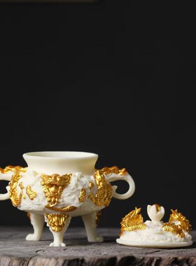 极速象牙果描金金玉满堂貔貅香炉摆件盘香薰O线香塔香办公室工艺