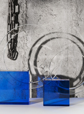 极速Dnbnn方与圆水晶摆件北欧现代简约家居客厅门厅样板房酒店饰