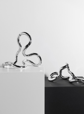 新品装饰推荐银色竹节环摆件北欧现代简约家居客厅样X板房酒店桌