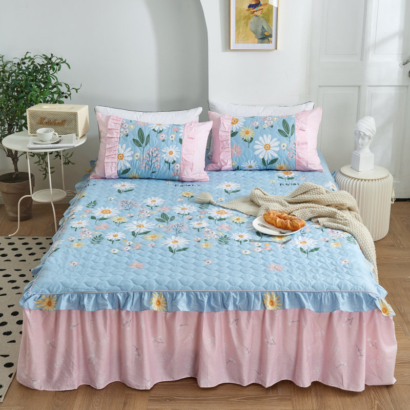 极速全棉加厚床裙式床罩单件纯棉床单夹棉席梦思防滑防T尘套1.51.,床上用品,床裙,淘宝优惠券,粉丝福利购,淘宝优惠卷