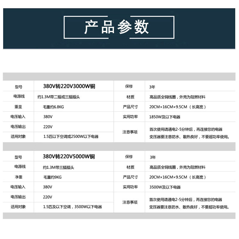 极速变压器380iv转22l0v变220伏转换器铜三相干式吊车空调暧风机5