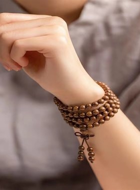极速正宗a金丝檀手串沉水老料檀木乌木6/8mm108颗佛珠念珠男女情