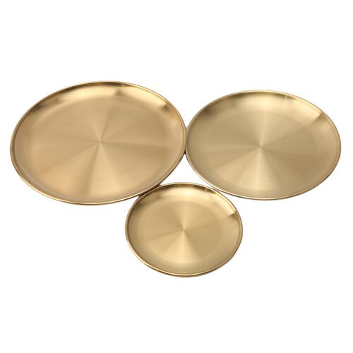 极速Dinner Plates Gold Dining Plate ServiLng Dishes Round Tr