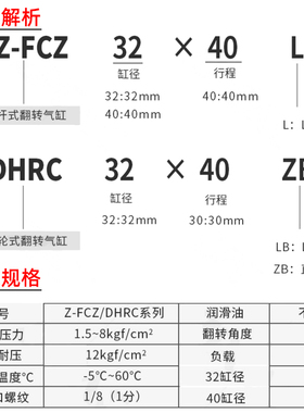 极速机械手配件夹具侧姿组FCZ32x/40-45L旋转90度翻转气缸气动杠
