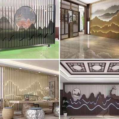 极速厂销厂金属制品o不锈钢屏风隔断简约现代新中式入户玄关假山