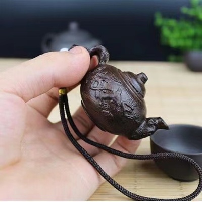 极速皮黑木福猪木质手把件木雕刻工艺F品摆件汽车文玩木雕挂件绳