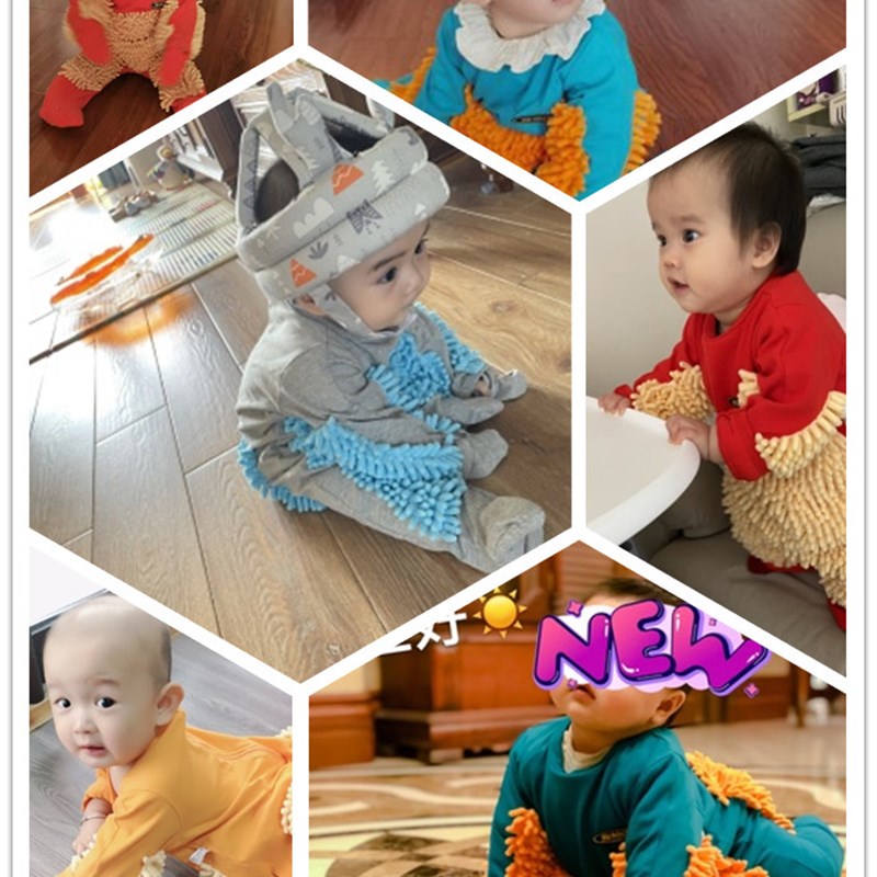 速发爬行服宝宝拖地装爬爬服婴儿童连体衣服擦地板防脏春秋