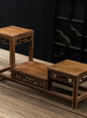 速发鸡翅木小博古品桌面装饰架展示架中式复古茶室茶台小配件实架