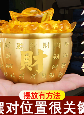 速发黄铜米缸百福聚宝盆铜招财聚客存钱罐店铺财厅玄关家居装饰摆