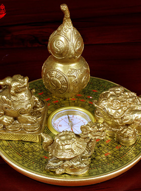 速发轩辰吉 铜四宝阵 五宝阵貔芦金蟾葫貅龙龟罗盘家居摆设