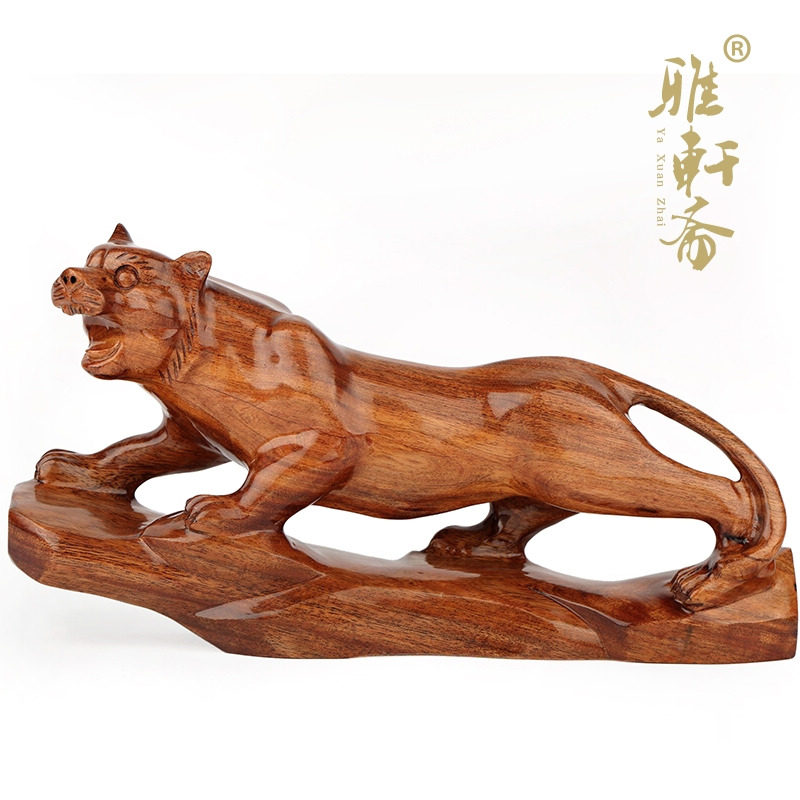 速发红木工艺品 木0虎 2雕22年虎雕老虎家居客厅玄关木年上山虎摆