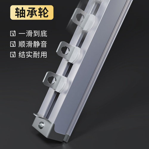 热销特厚静音铝合金窗帘轨v道顶装滑轨滑轮侧装滑道挂钩式导轨单