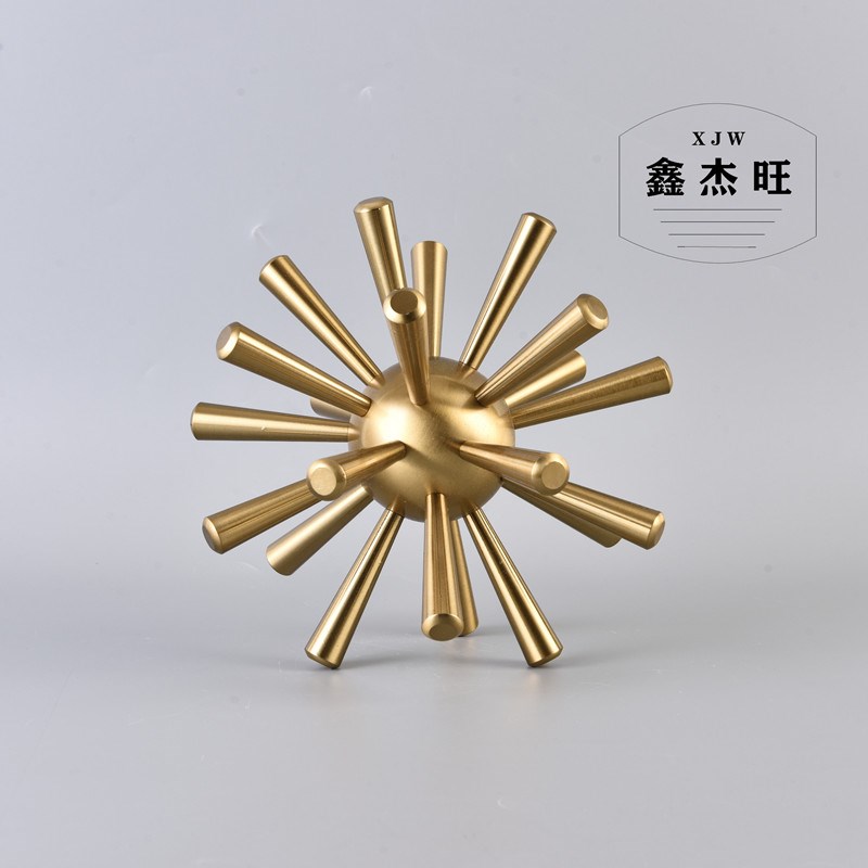 热销现代简约创意l金属铝件刺球海胆球轻奢装饰品家居软装电视柜