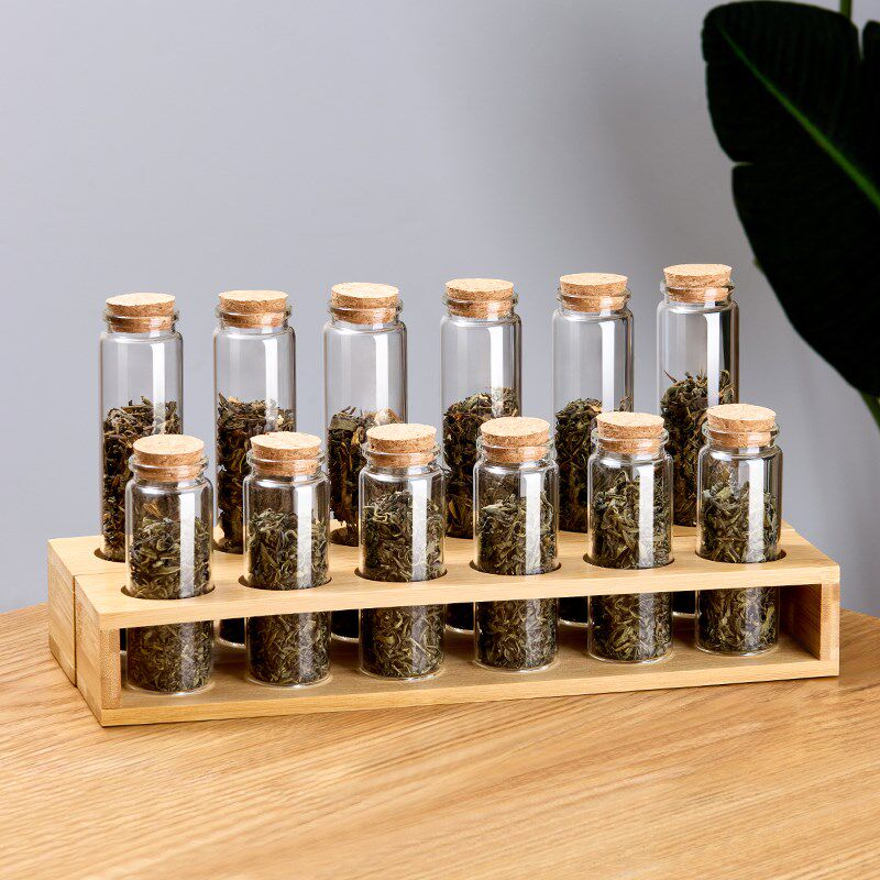热销玻璃茶叶罐软j木塞茶叶密封分装瓶家用茶叶展示收纳架咖啡豆