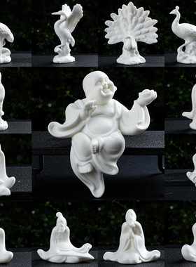 速发精品摆件小饰品景白瓷陶瓷创意木架香流鱼缸花盆简约人物造高