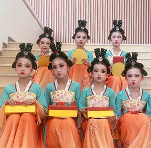速发儿裙执服佣表演服童汉镜襦童汉唐舞演出服中国风古典舞民族舞
