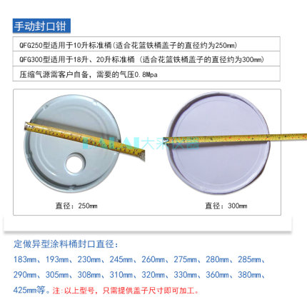 18L 20L 10升花篮桶手动封口钳封盖器涂料铁桶盖直径30公分压盖机