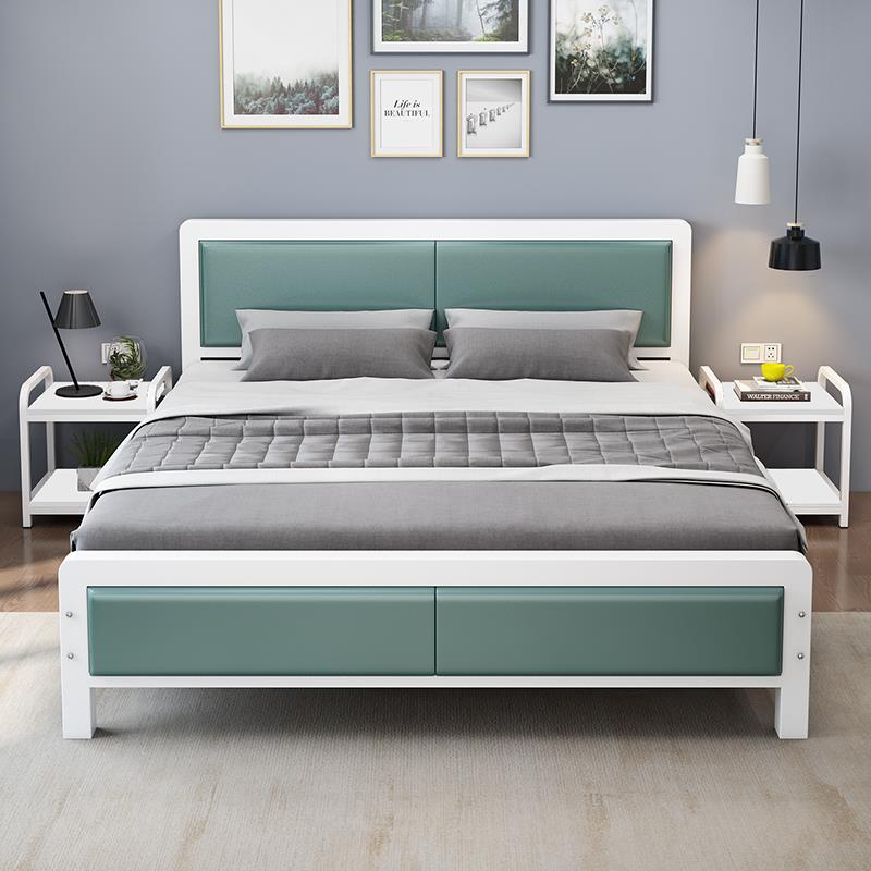 铁艺床北欧双人1.8米软包网红铁架单人1.5公寓出租房简约铁床1.2