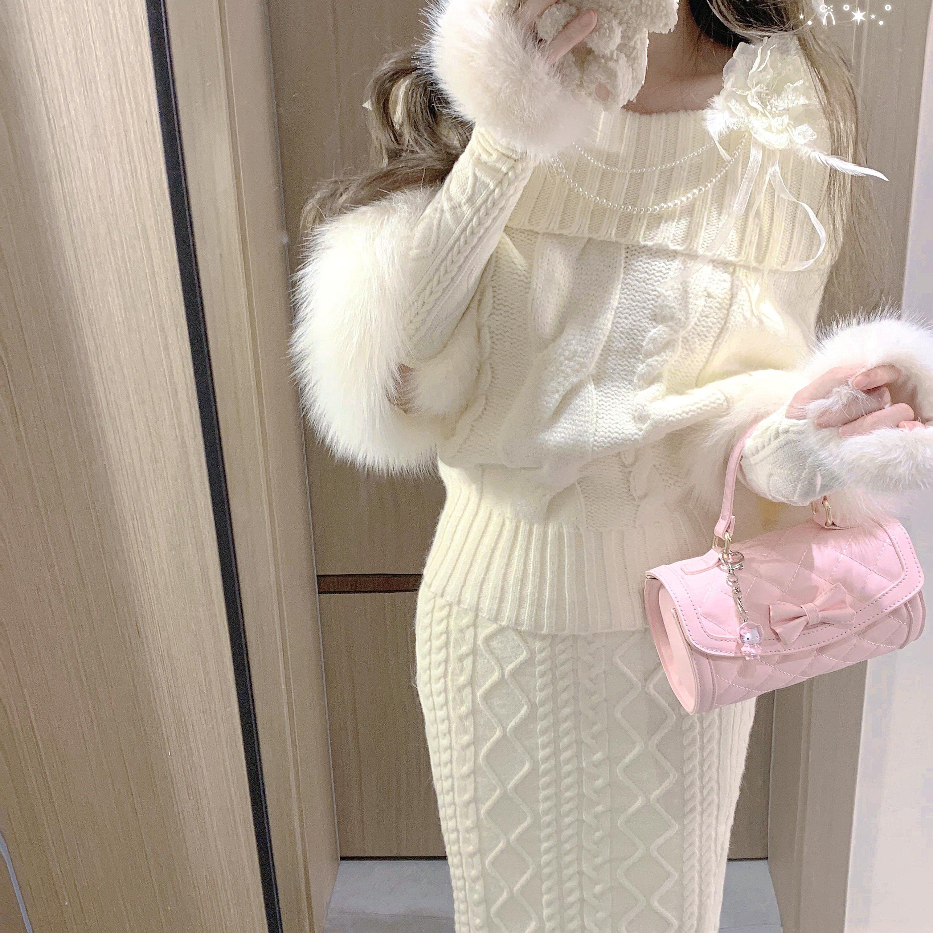 已出货 千金温柔风时髦高领麻花针织套装气质显瘦半裙毛衣两件套,女装/女士精品,时尚套装,淘宝优惠券,粉丝福利购,淘宝优惠卷