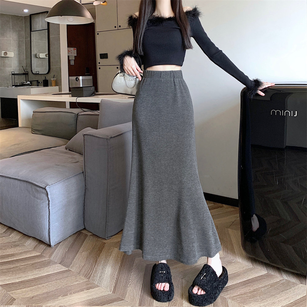 实拍大码女装秋冬长款半身裙高腰鱼尾针织羊绒裙垂感显瘦长裙女,女装/女士精品,大码半身裙,淘宝优惠券,粉丝福利购,淘宝优惠卷
