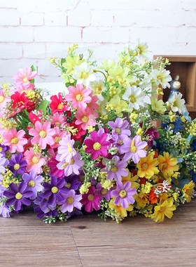 极速1 Bunch 28 Head Cineraria Artificial FlowPer Bouquet Hom